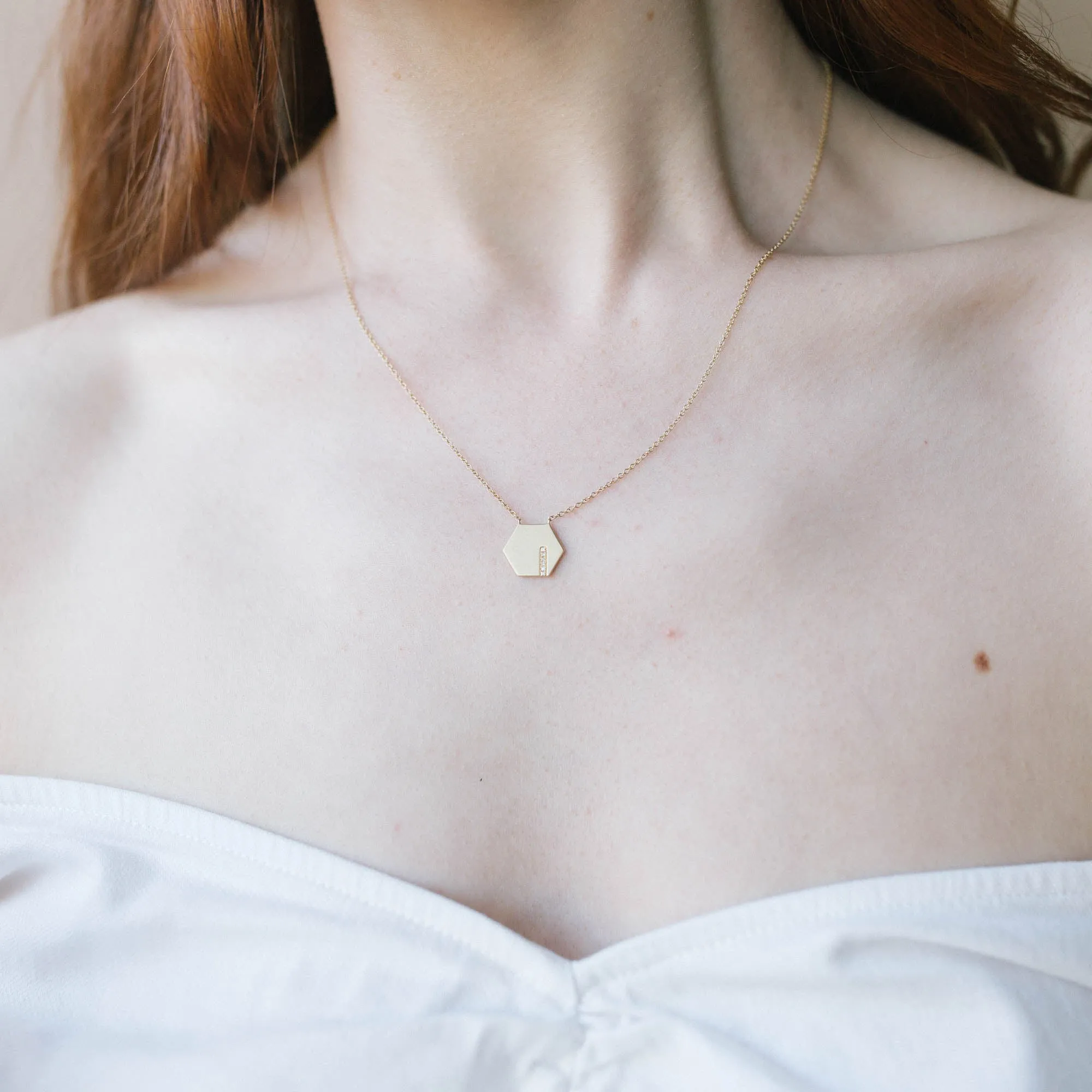 Hexagon Diamond Necklace