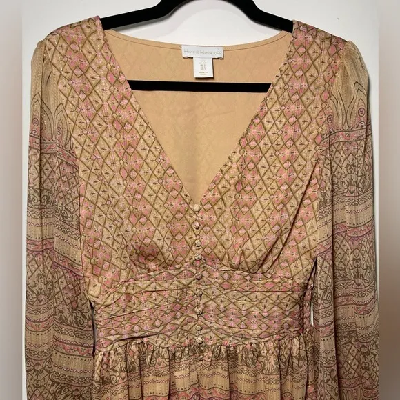 House of Harlow 1960 Women’s Shona Joy Metallic Shimmer Peasant Dress S