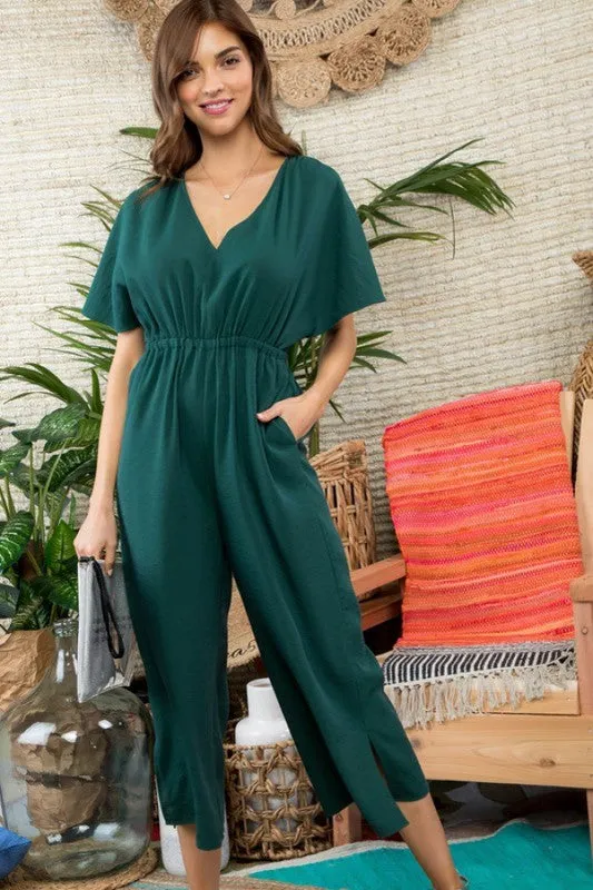 Hunter Green Solid Jumpsuit