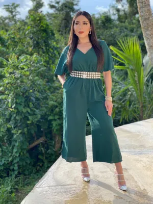 Hunter Green Solid Jumpsuit