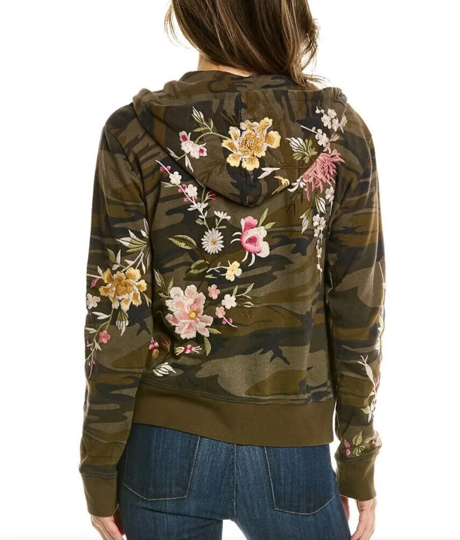 Johnny Was MEI ZIPUP Sweatshirt Modern Zip Up Hoodie Sweatshirt Molly Camo NEW