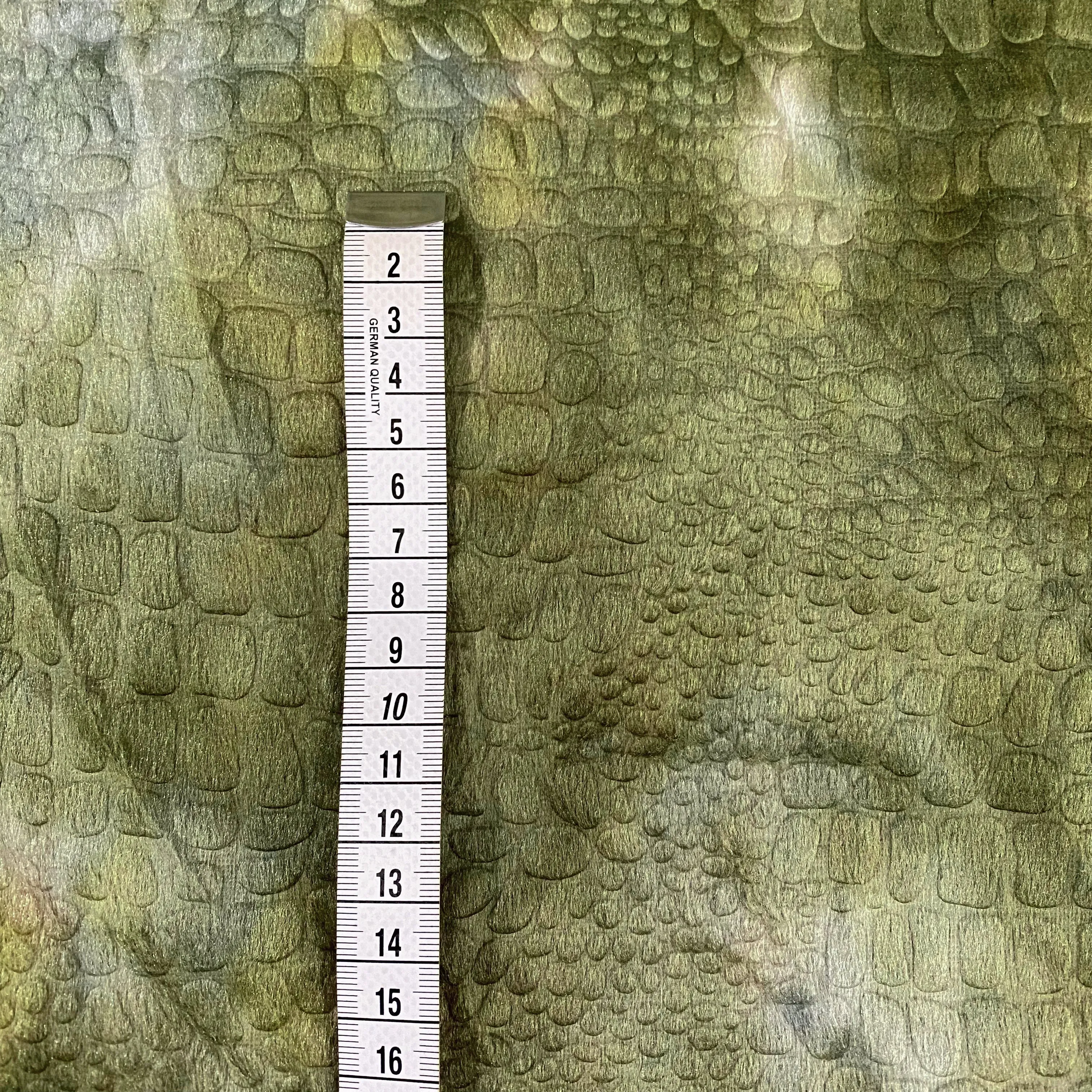 Knitted - Short Cut Pile - Embossed Crocodile Print - Khaki