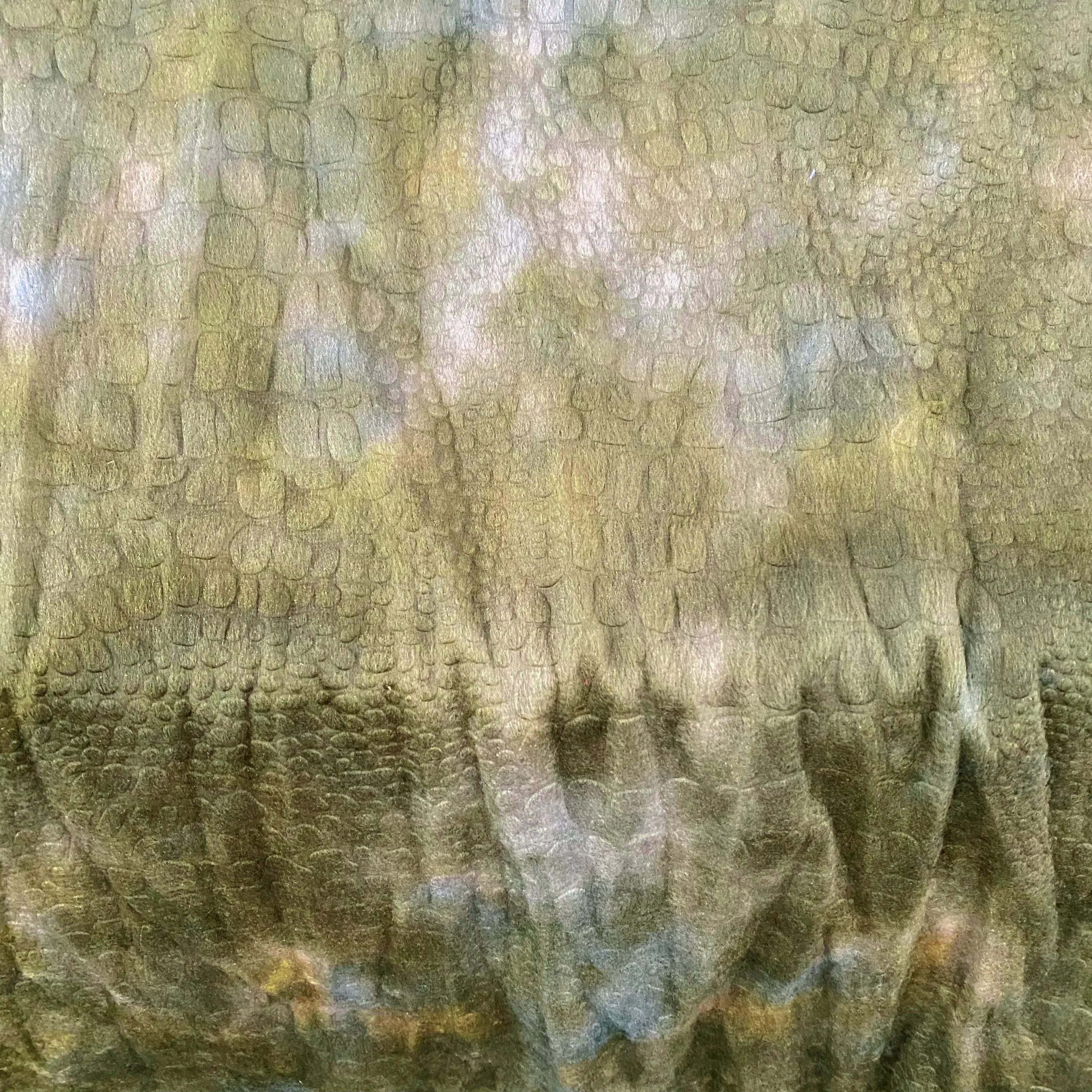 Knitted - Short Cut Pile - Embossed Crocodile Print - Khaki