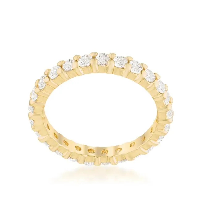 Krista Gold Eternity Round Cut Stackable Ring | 2ct | 18k Gold