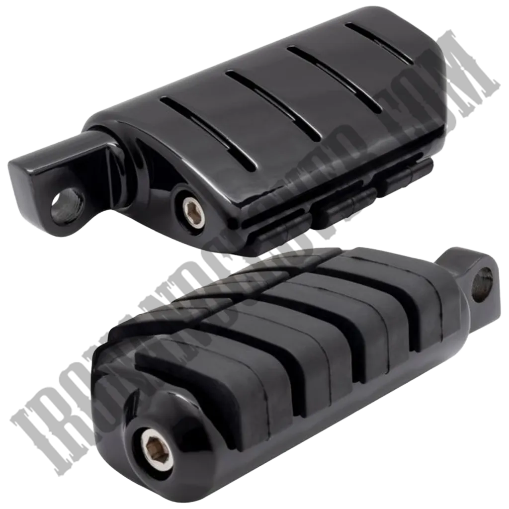 Long Angled Adjustable Highway Foot Pegs & Clamps in Black