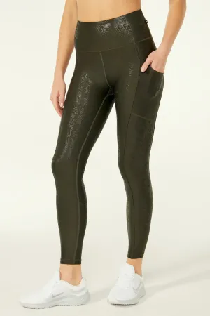 Lucia Pocket Legging (Rosin Peonies Outline With Clear Foil)