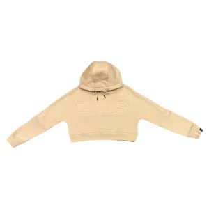 LVLS EMBOSSED CROP HOODIE | NUDE