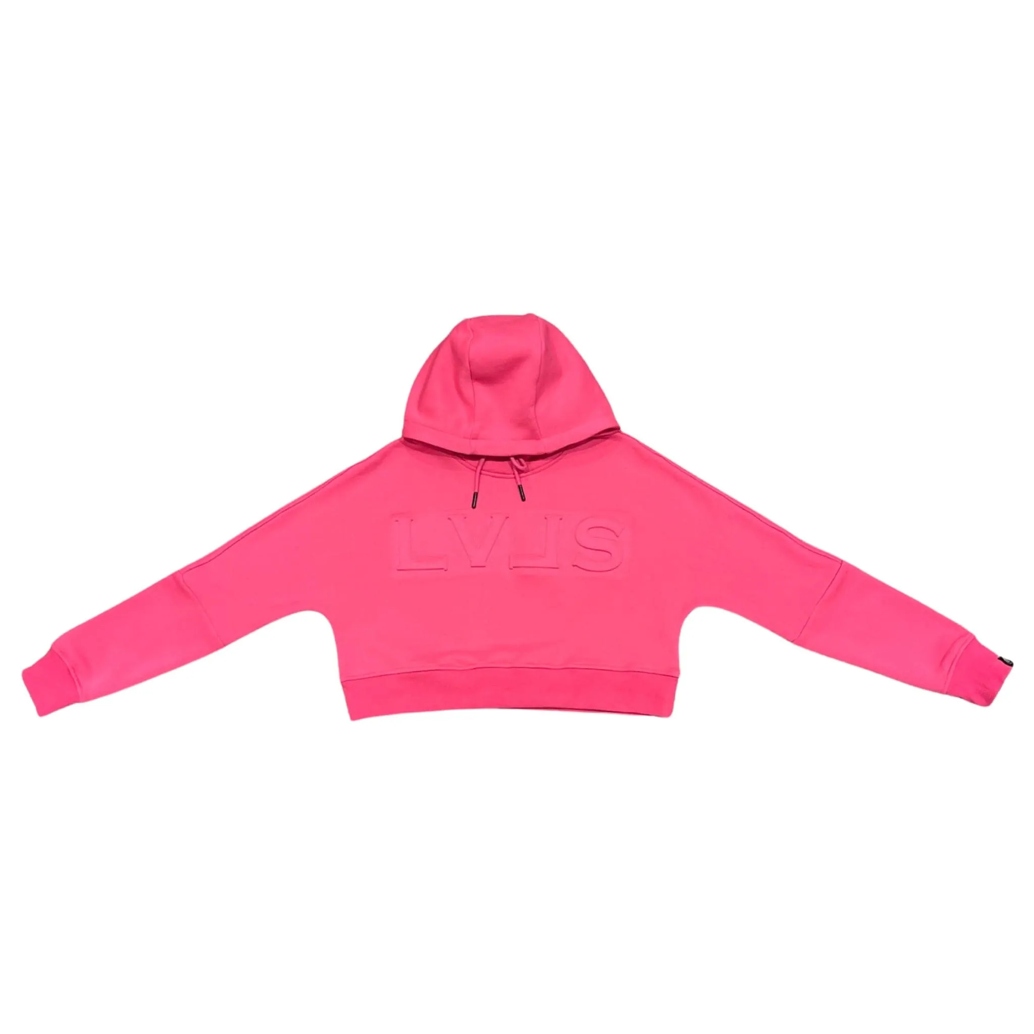 LVLS EMBOSSED CROP HOODIE | SASSY PINK