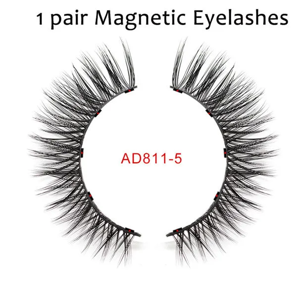 Magnetic False Eyelashes No Glue Full Eye 5 Magnet Reusable Fake Eyelashes Natural Soft Eyelashes Extension Magnetic Eyelash Kit