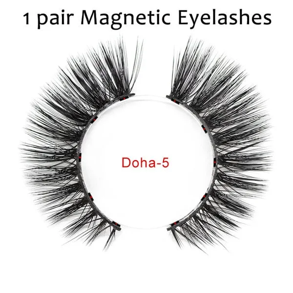 Magnetic False Eyelashes No Glue Full Eye 5 Magnet Reusable Fake Eyelashes Natural Soft Eyelashes Extension Magnetic Eyelash Kit