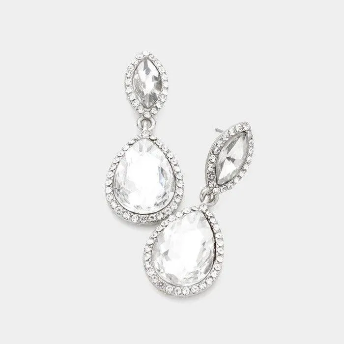 Marquise Clear Teardrop Evening Earrings