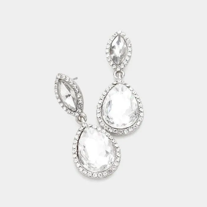 Marquise Clear Teardrop Evening Earrings