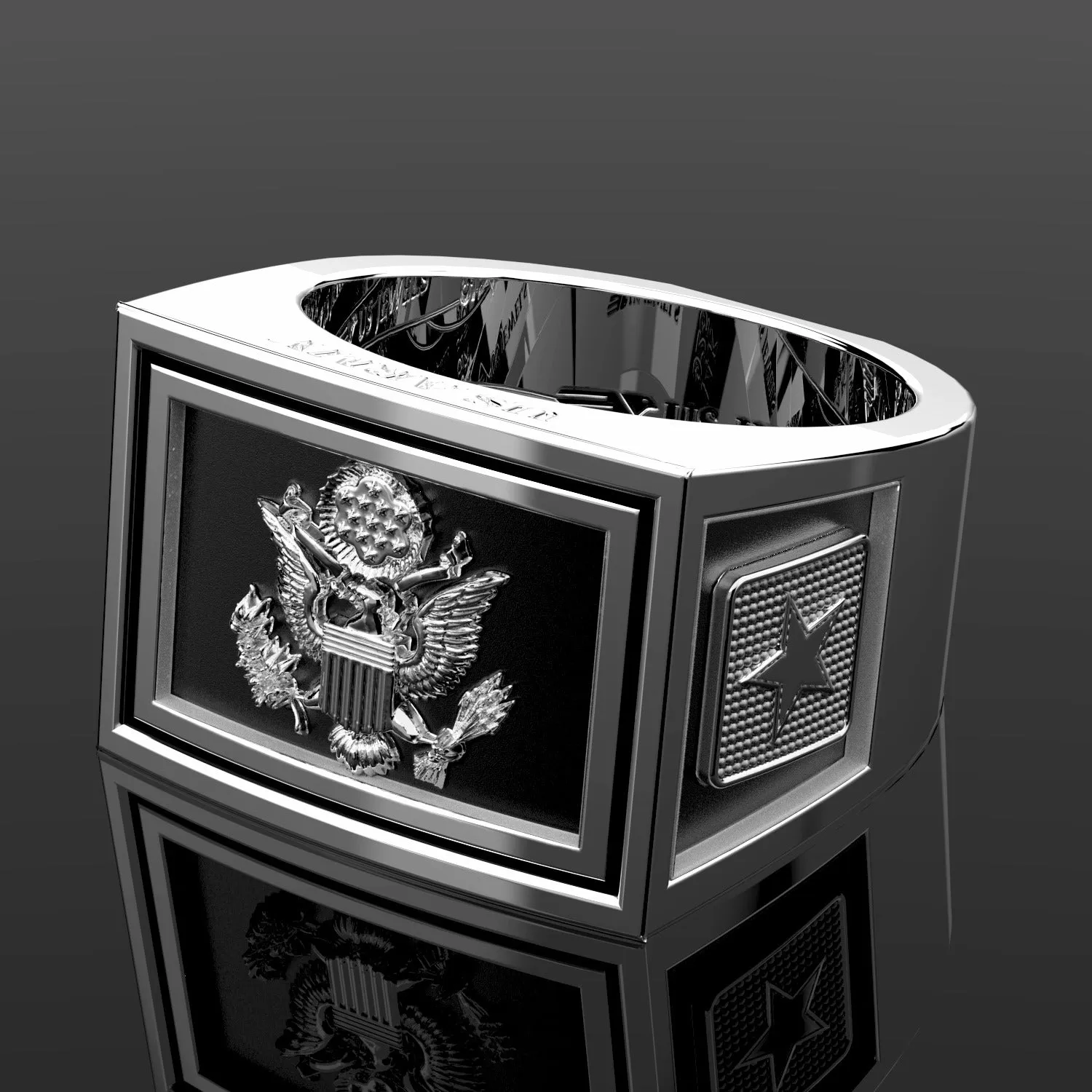 Men's Heavy 925 Sterling Silver US Army Ring Band