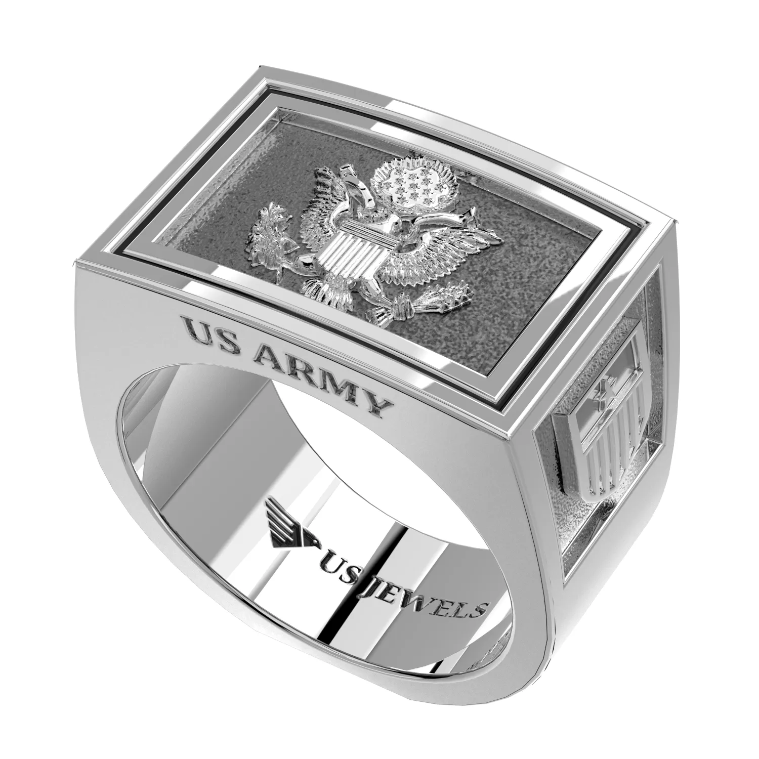 Men's Heavy 925 Sterling Silver US Army Ring Band