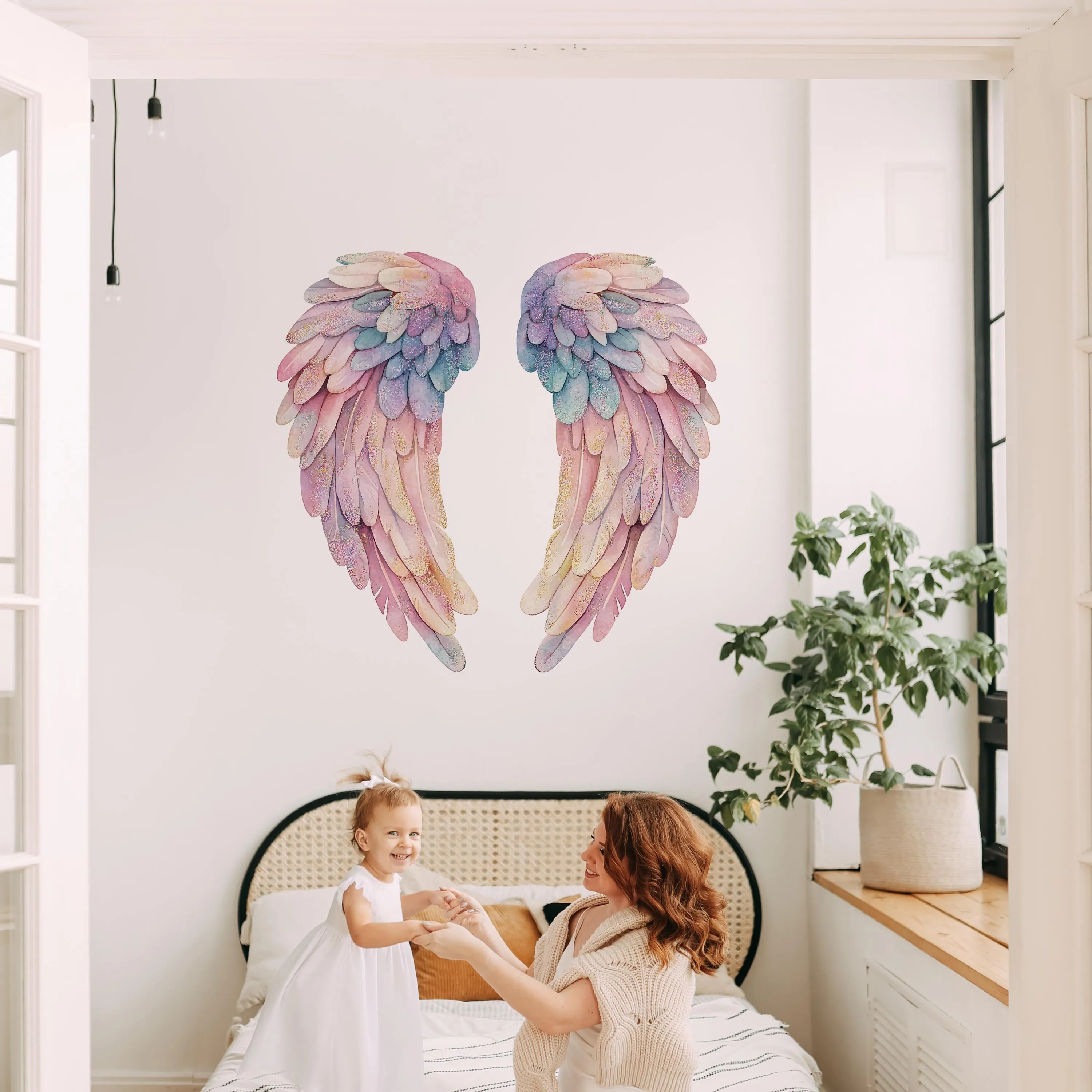 Multicoloured Angel Wings Wall Stickers