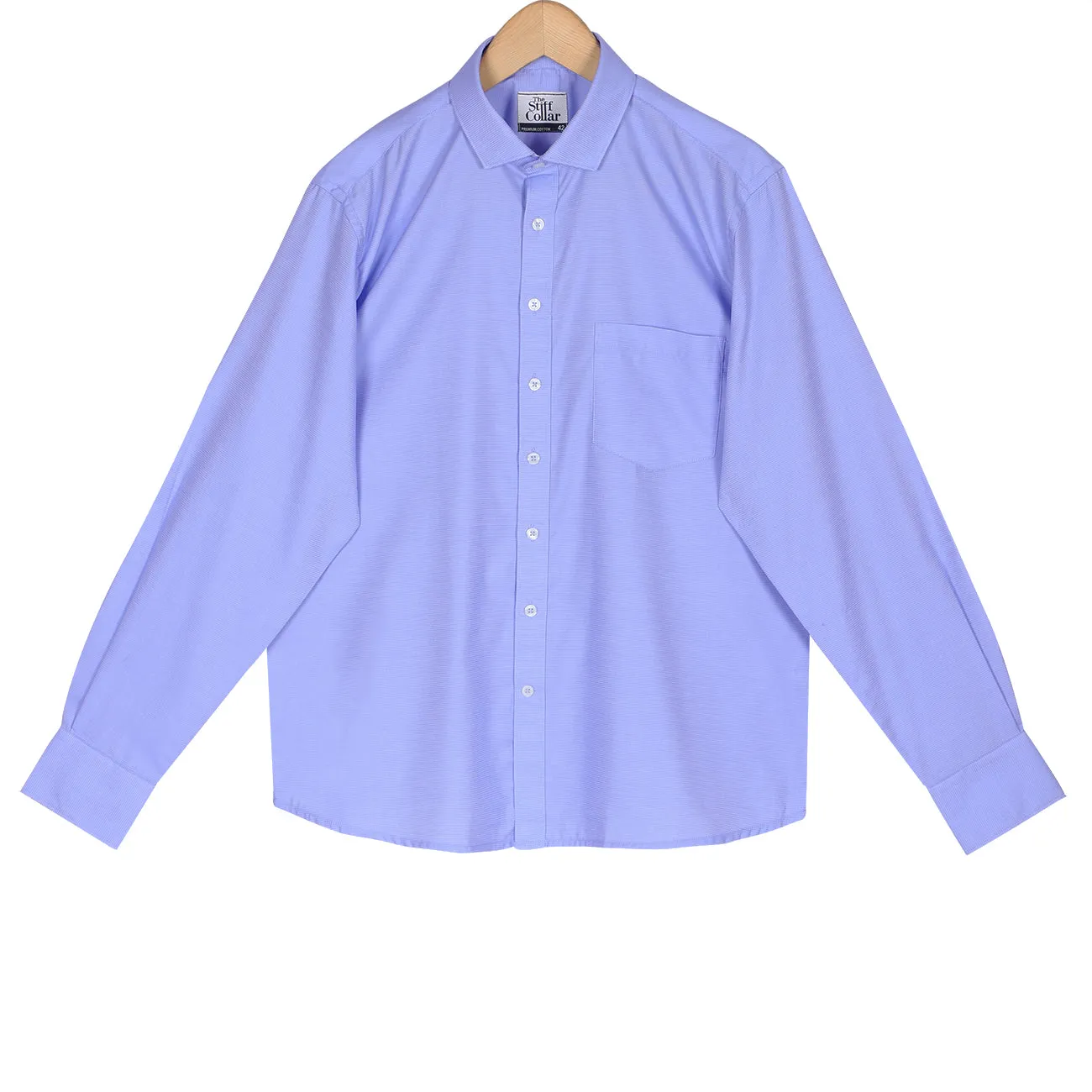 Napoli Blue Dobby 2 Ply Giza Cotton Regular Fit Shirt