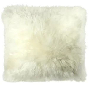 Natural Sheepskin Pillow Cover 16"x16" / Natural White
