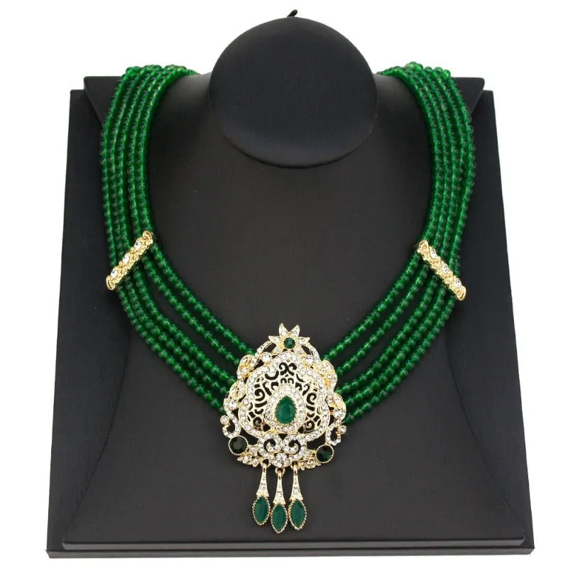 Natural Stone Beaded Necklace Drop Earring Wedding Jewelry Set