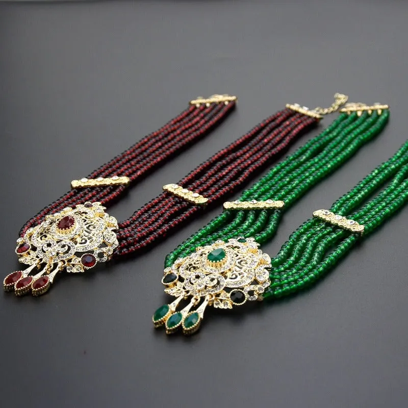 Natural Stone Beaded Necklace Drop Earring Wedding Jewelry Set