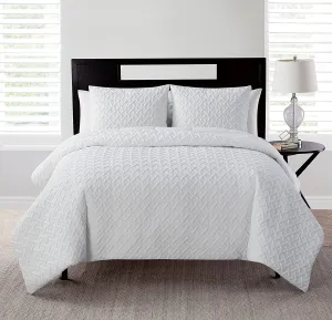 New Beautiful VCNY Home Nina Collection Comforter Soft & Cozy Bedding Set, Stylish Chic Design for Home Décor, Machine Washable, Full/Queen, Bright White