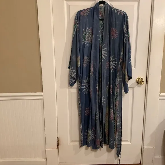 Novica Batik Kimono Rob Midnight Blue OS
