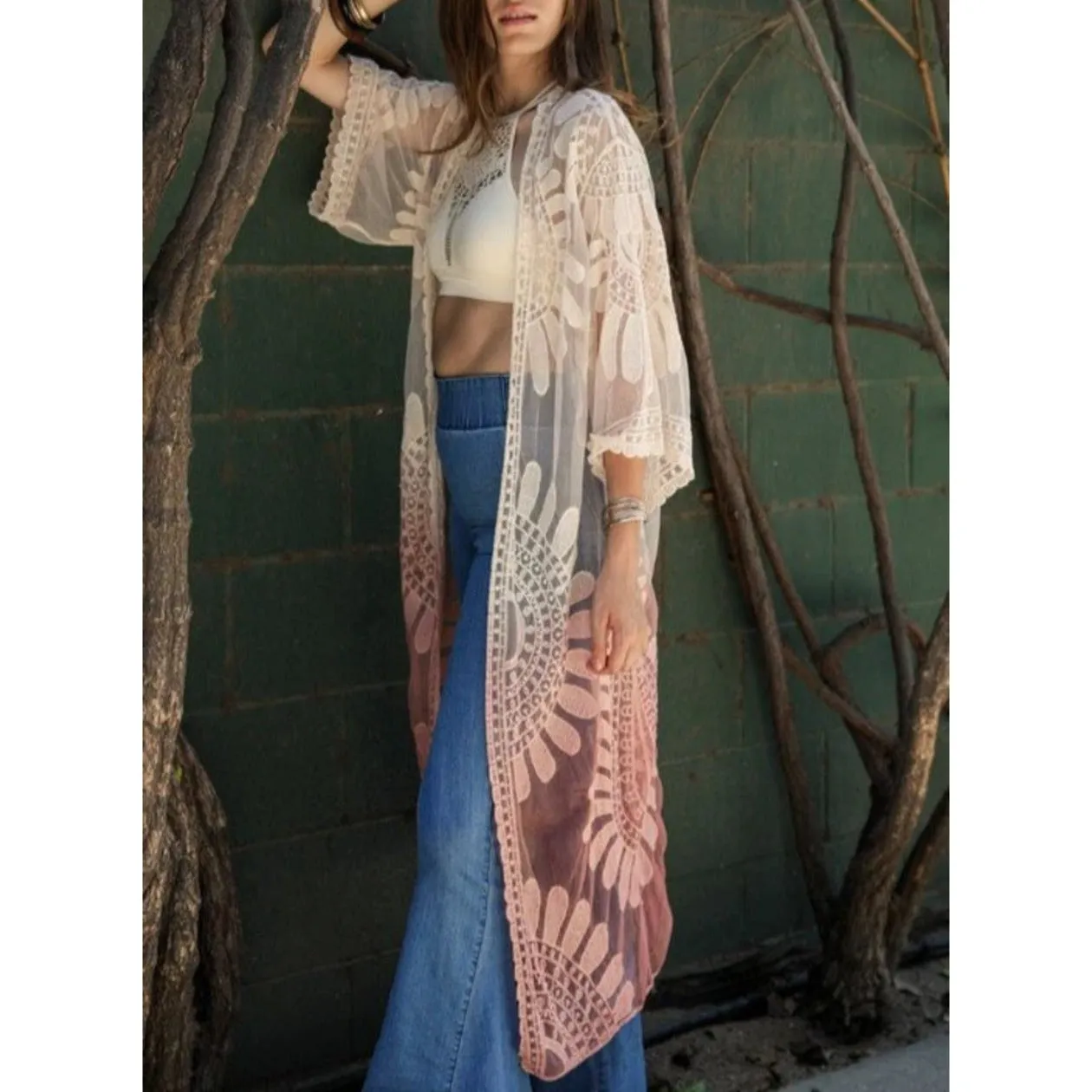 Ombre Bohemian Lace Kimono