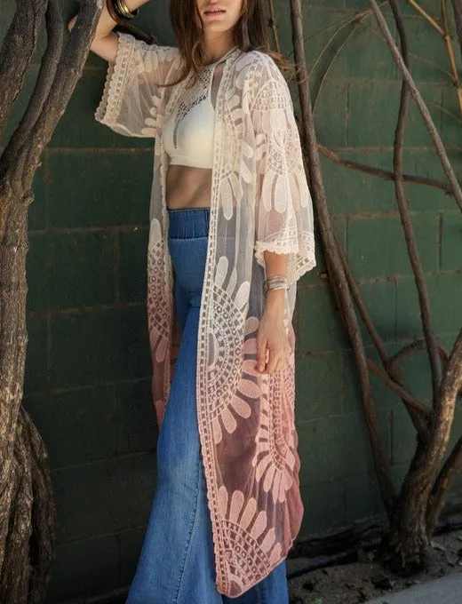 Ombre Bohemian Lace Kimono