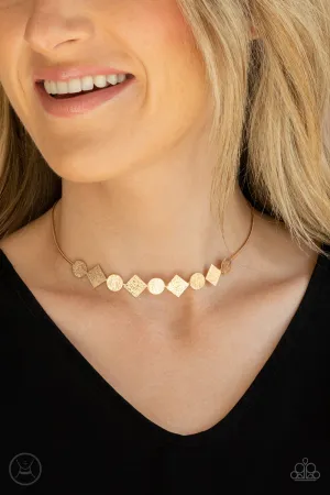 Paparazzi Dont Get Bent Out Of Shape - Gold Choker Necklace