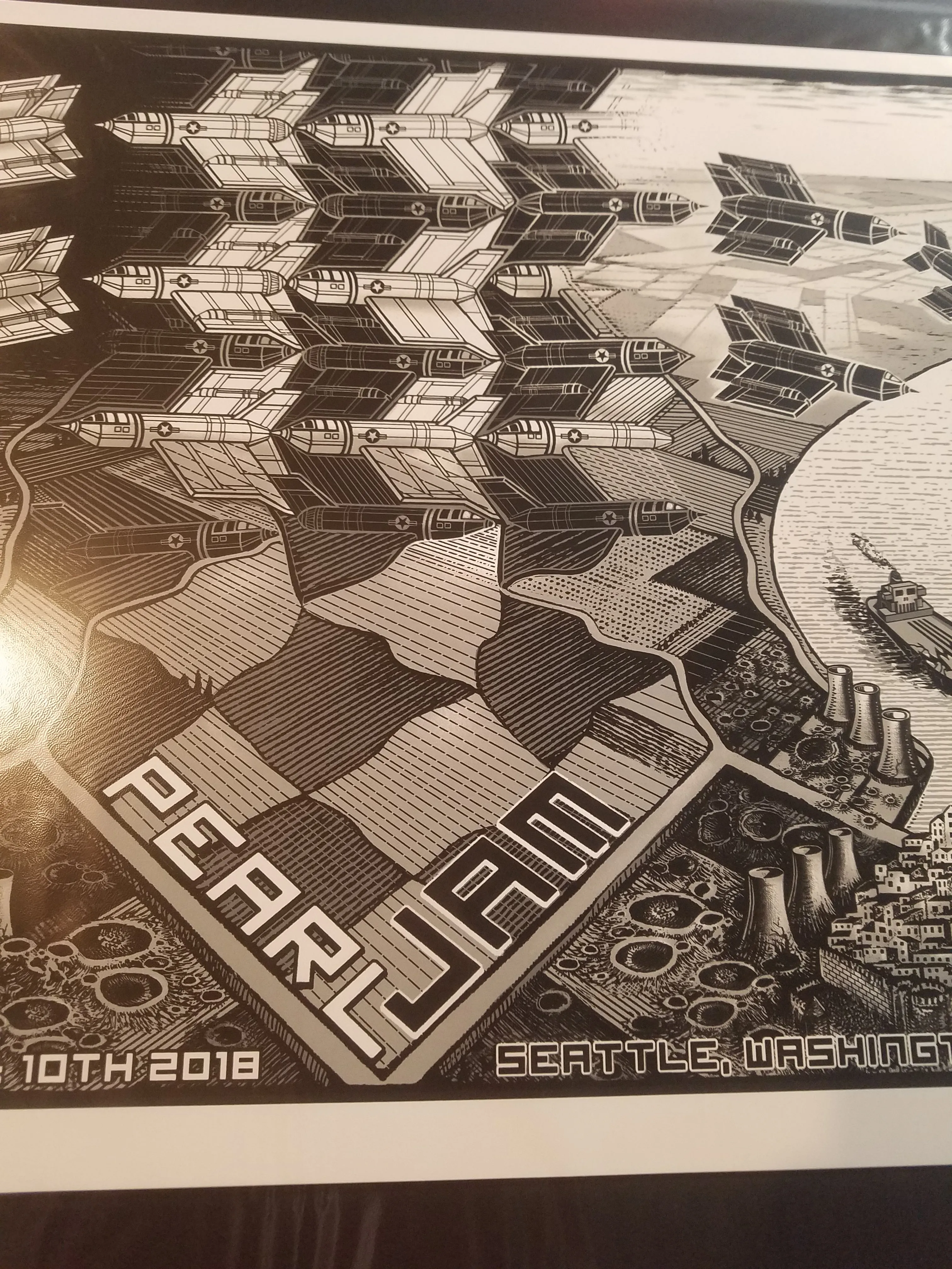 Pearl Jam Seattle Screen print S/N xxx/300 Embossed Doodled Gigpri 2018 Emek