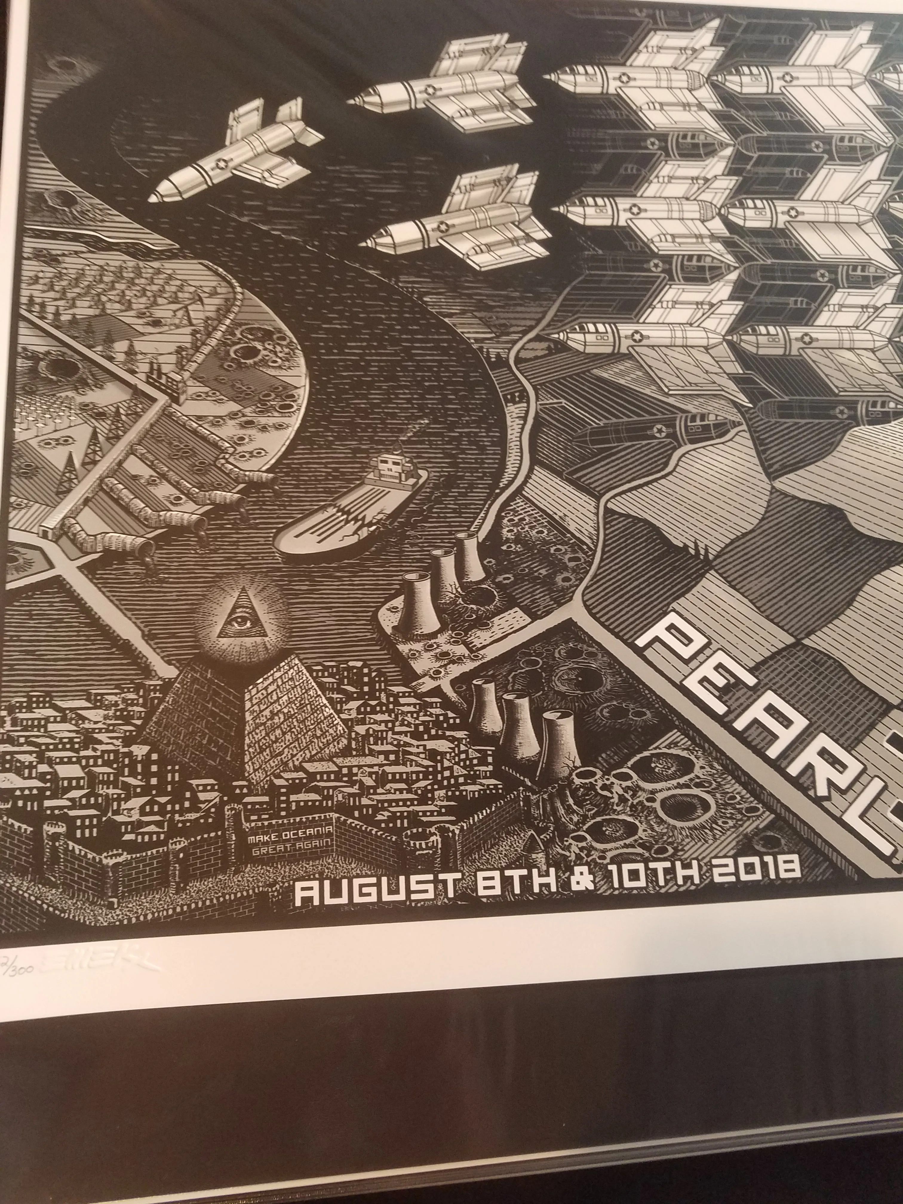 Pearl Jam Seattle Screen print S/N xxx/300 Embossed Doodled Gigpri 2018 Emek