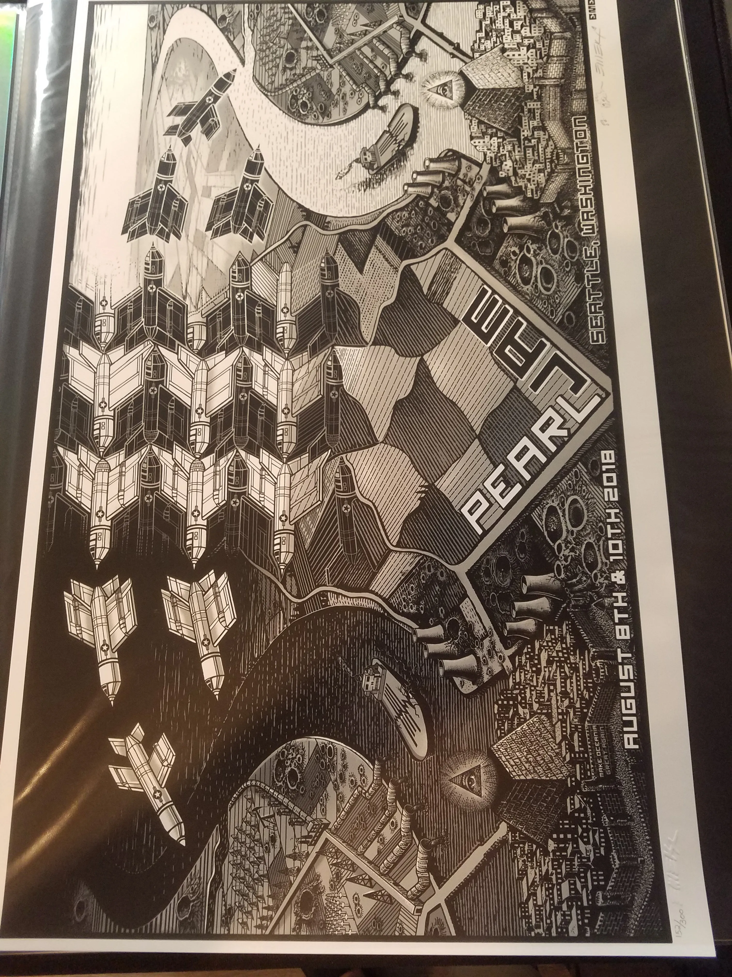 Pearl Jam Seattle Screen print S/N xxx/300 Embossed Doodled Gigpri 2018 Emek