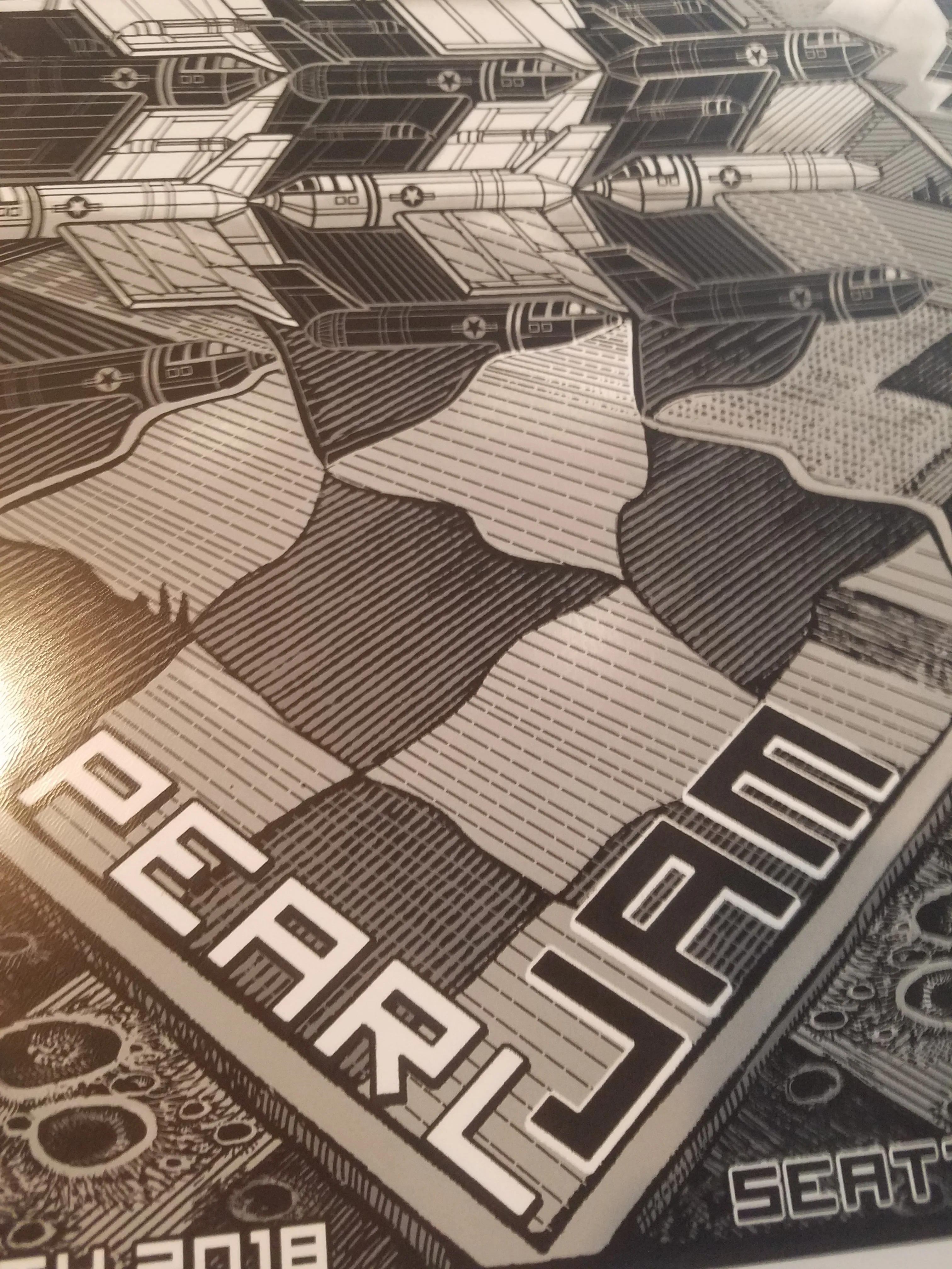 Pearl Jam Seattle Screen print S/N xxx/300 Embossed Doodled Gigpri 2018 Emek