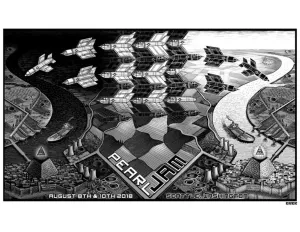 Pearl Jam Seattle Screen print S/N xxx/300 Embossed Doodled Gigpri 2018 Emek