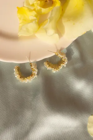 Pearlescent Floral Embossed Mini Hoop Earrings