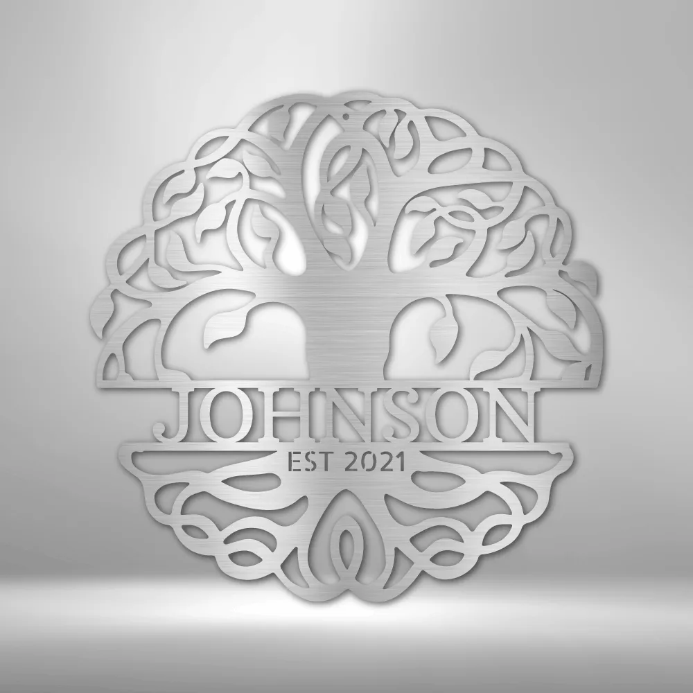 Personalized Tree of Life Family Name Metal Wall Art