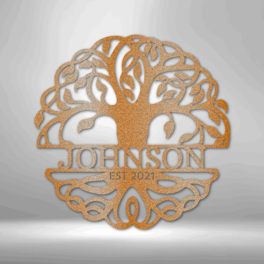 Personalized Tree of Life Family Name Metal Wall Art