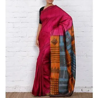 Pink & Orange Silk Saree