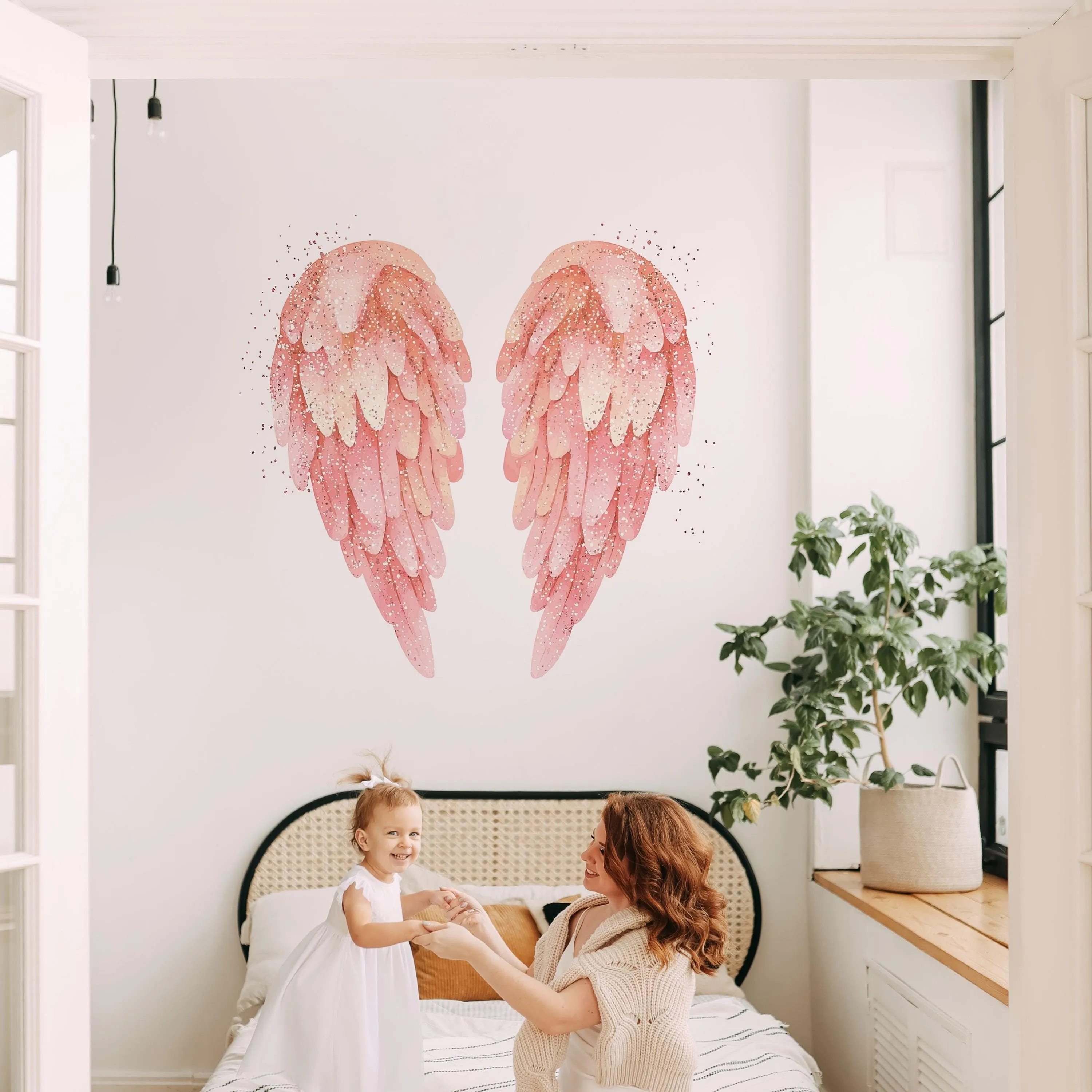 Pink Angel Wings Wall Stickers