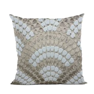 Plutus Sea Whisper Abstract Blue Taupe Velvet Luxury Throw Pillow