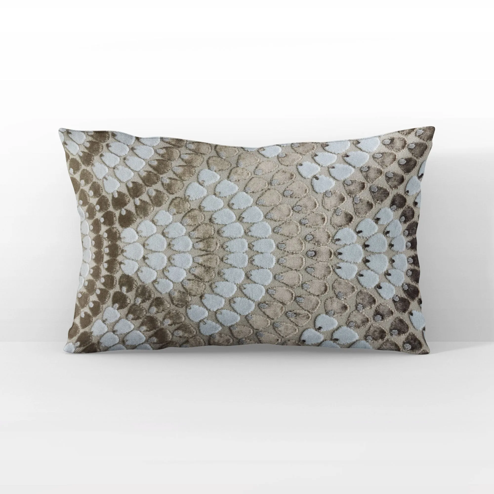 Plutus Sea Whisper Abstract Blue Taupe Velvet Luxury Throw Pillow