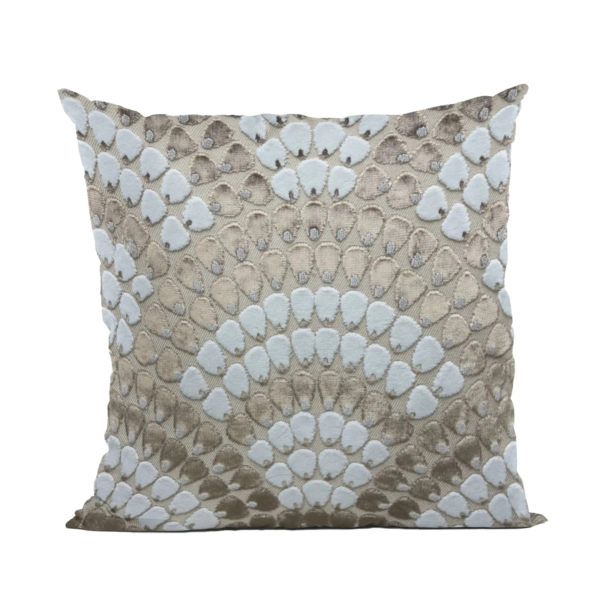 Plutus Sea Whisper Abstract Blue Taupe Velvet Luxury Throw Pillow