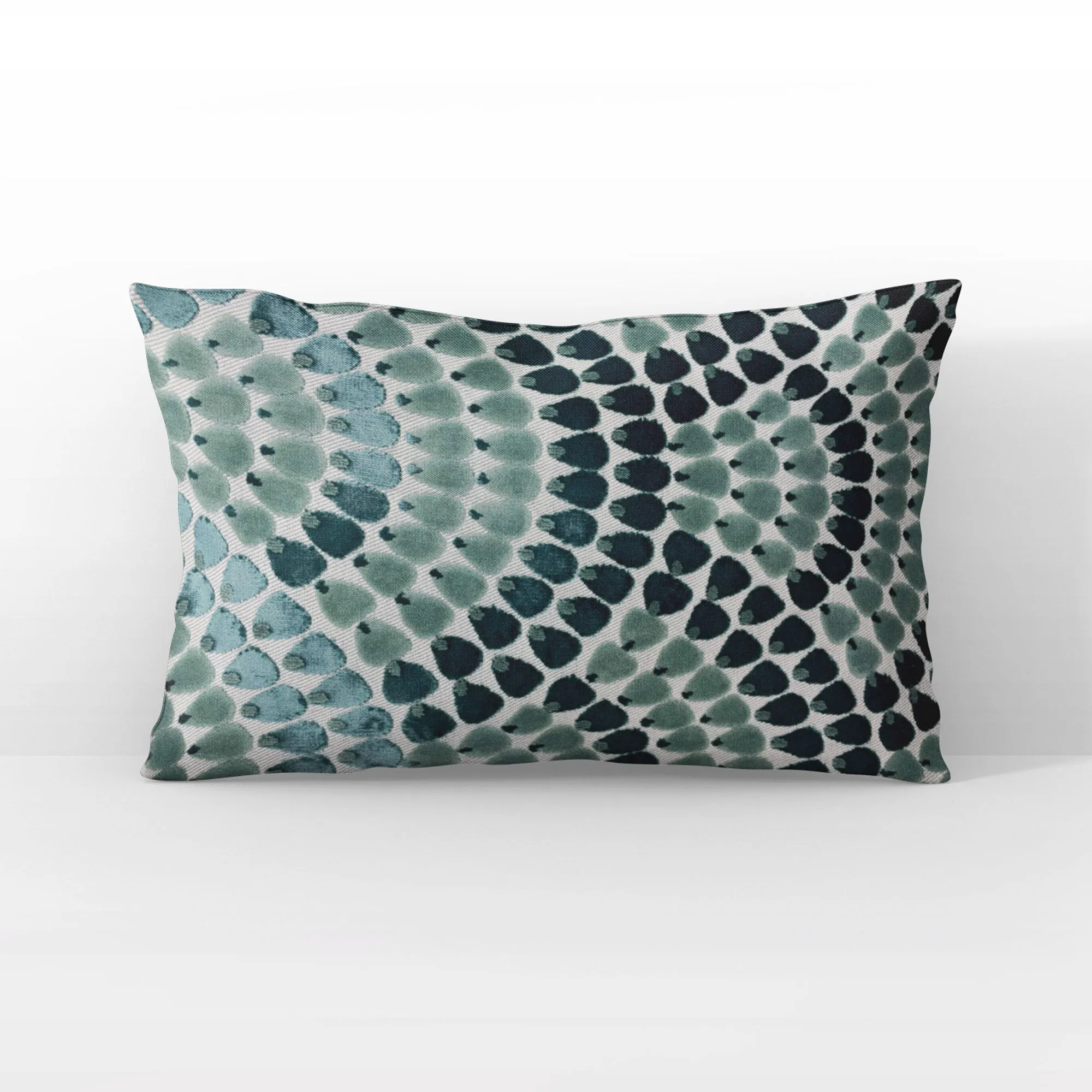 Plutus Sea Whisper Abstract Green Navy Velvet Luxury Throw Pillow