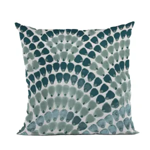 Plutus Sea Whisper Abstract Green Navy Velvet Luxury Throw Pillow