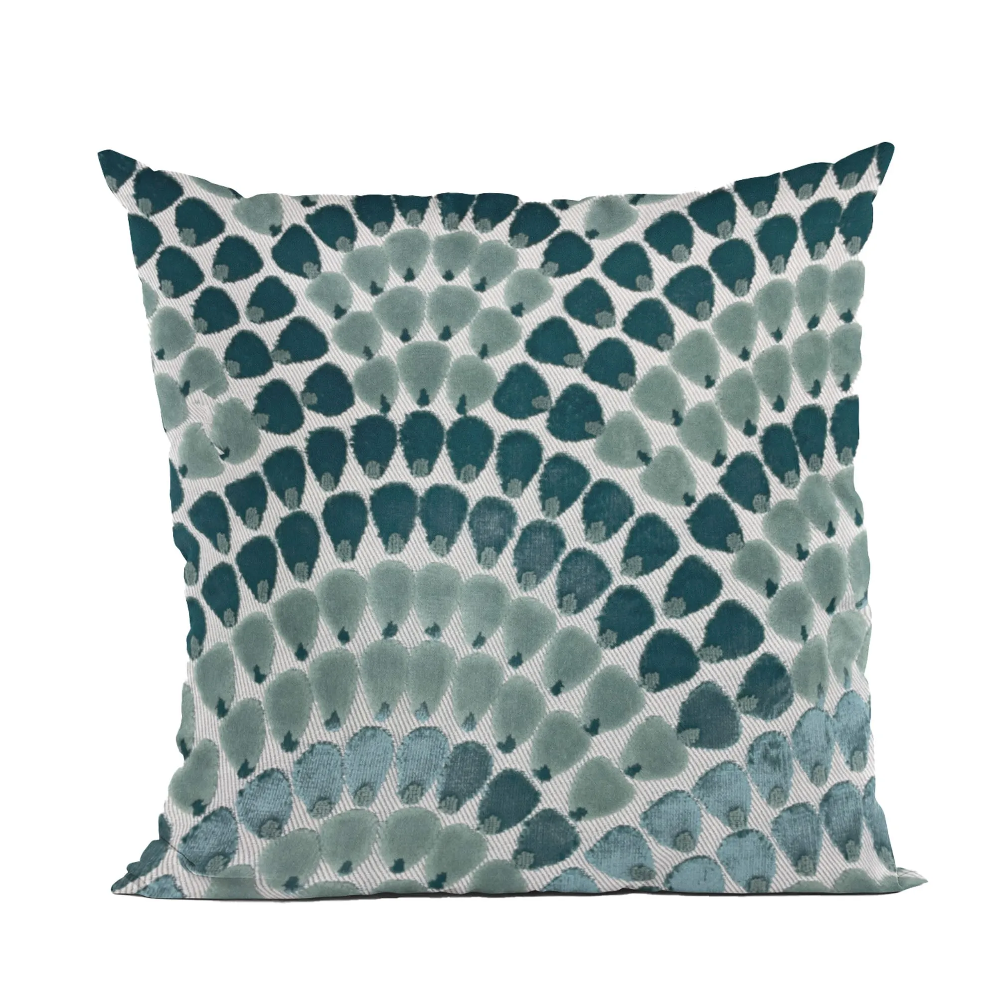 Plutus Sea Whisper Abstract Green Navy Velvet Luxury Throw Pillow