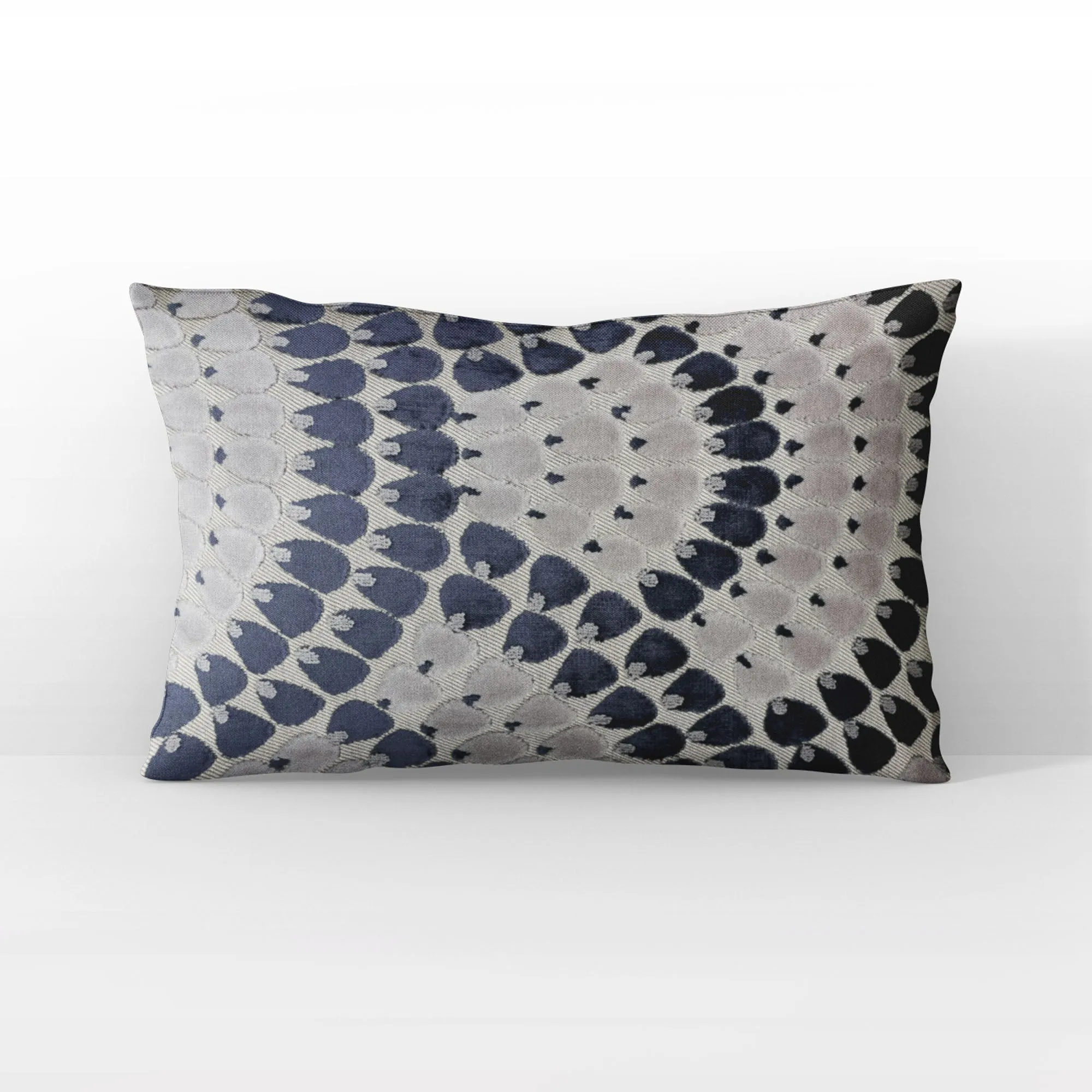 Plutus Sea Whisper Abstract Navy Taupe Velvet Luxury Throw Pillow