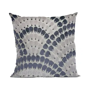 Plutus Sea Whisper Abstract Navy Taupe Velvet Luxury Throw Pillow
