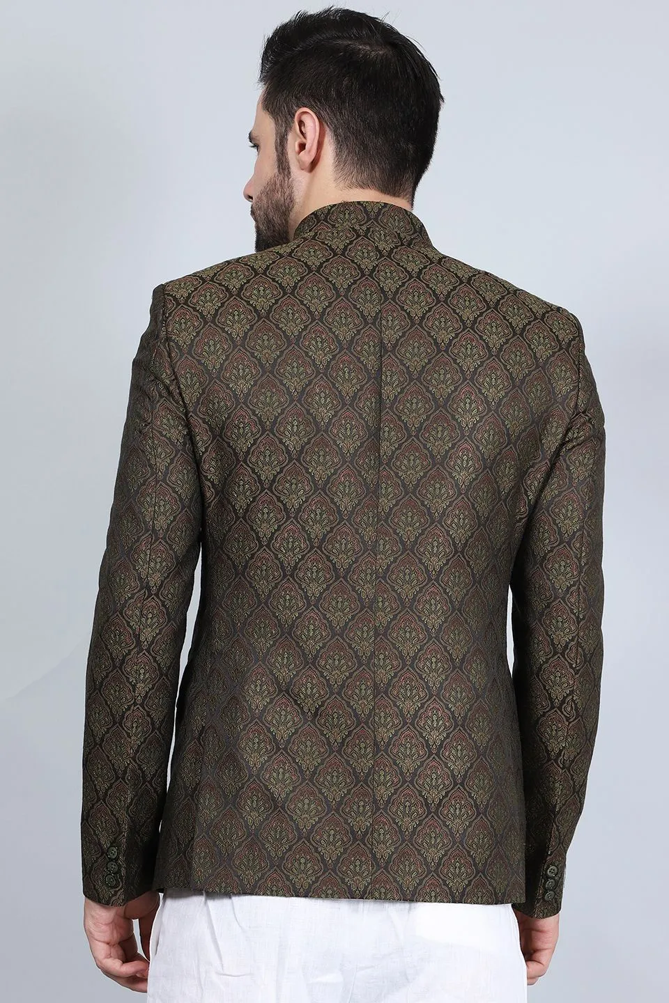 Poly Viscos (BY RAYMOND'S ETHNIC) Brown Bandhgala