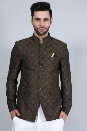 Poly Viscos (BY RAYMOND'S ETHNIC) Brown Bandhgala
