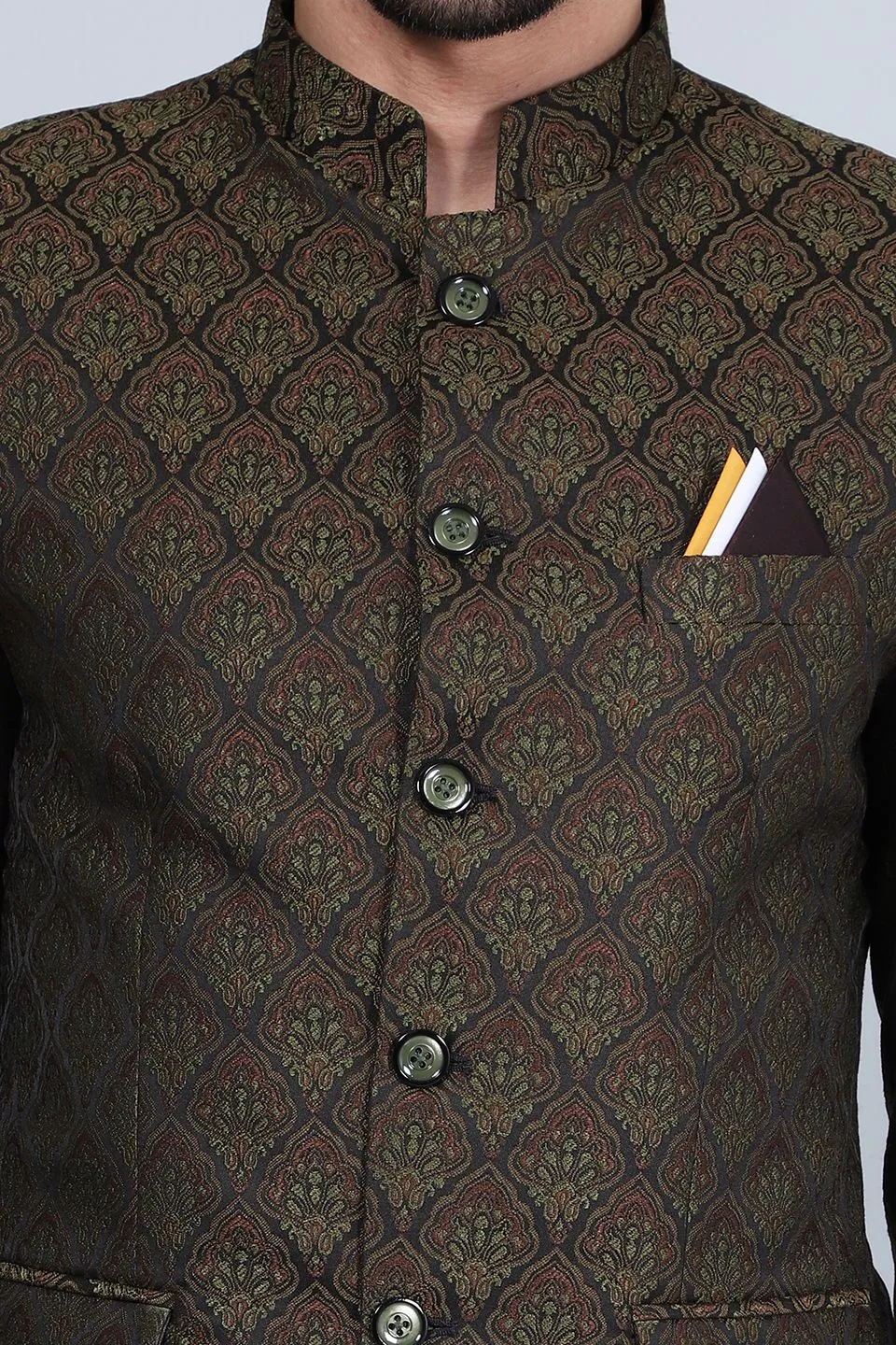 Poly Viscos (BY RAYMOND'S ETHNIC) Brown Bandhgala