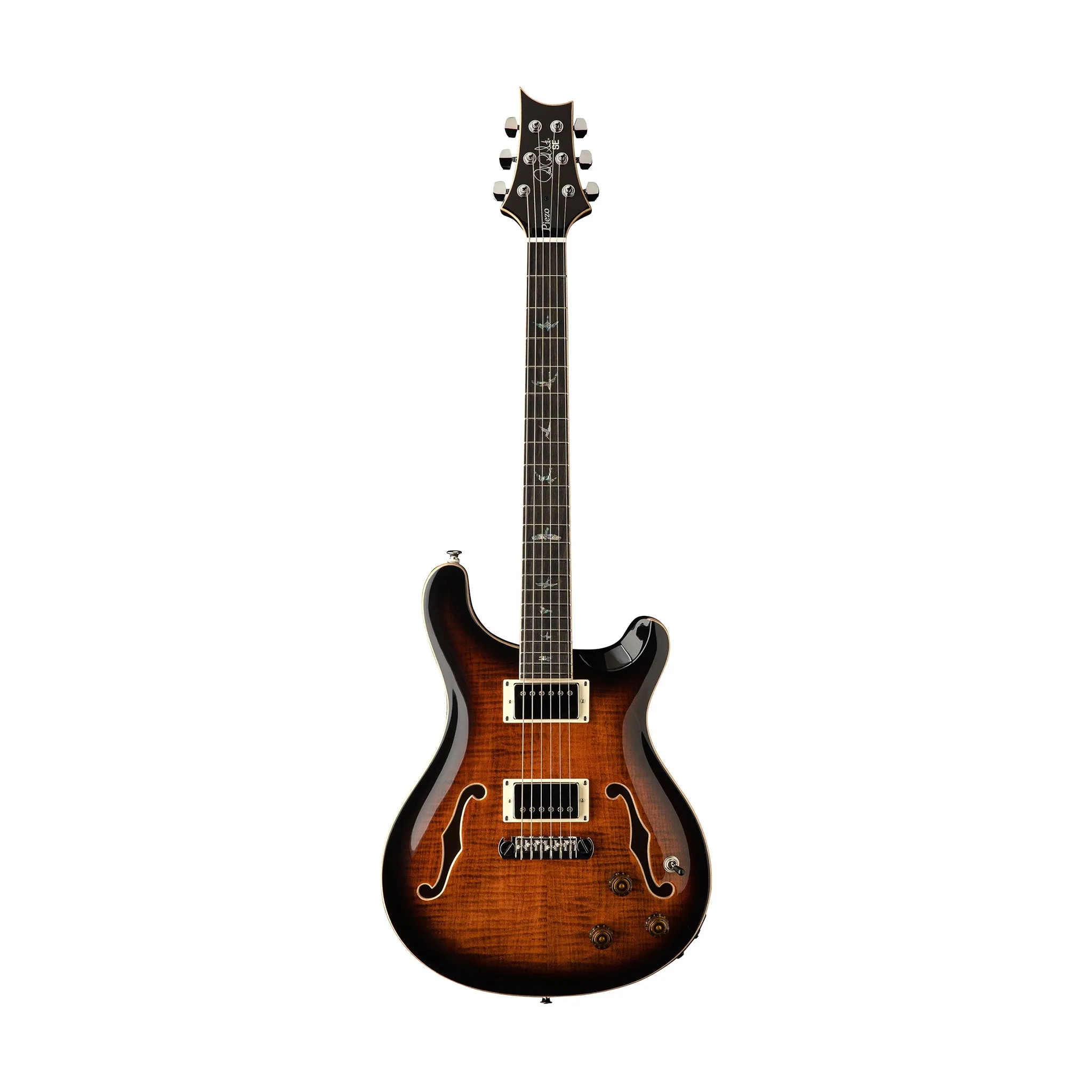 PRS SE Hollowbody II Piezo Electric Guitar w/Case, Orange Tiger Smokeburst